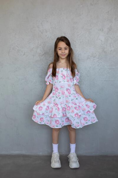 Fotografie 1 De vară adolescent Rochie Pentru fată Marianne Culoare Alb - coral