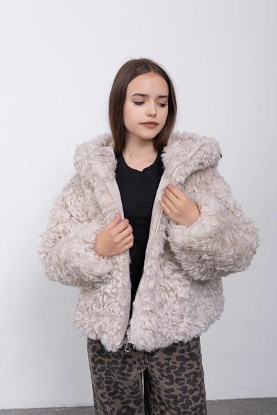Foto 4 Winter Teenager Шуба F&uuml;r M&auml;dchen Норин Farbe т. Молочный