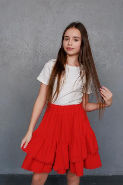 Photo 1 Summer Teenage Skirt For a girl berta Color krasnyj