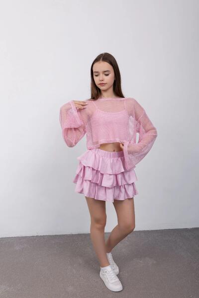 Fotografie 2 De vară Adolescent Юбка-шорты Pentru fată Камила Culoare Розовый