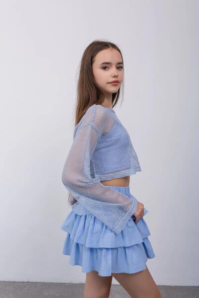 Fotografie 1 De vară Adolescent Юбка-шорты Pentru fată Камила Culoare Голубой