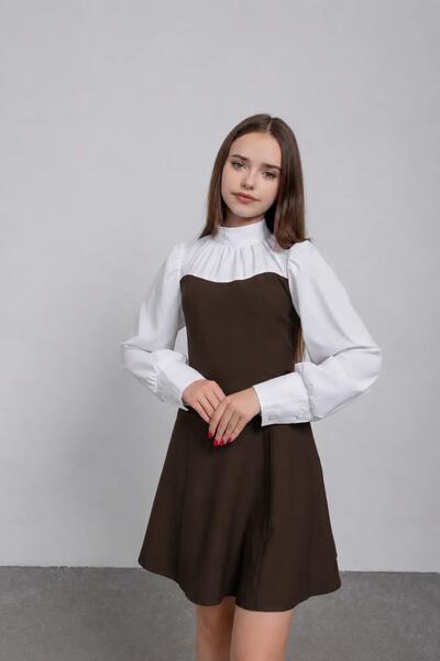 Фото 2 Літня підліткова Сукня Для дівчинки Пайпер Колір Шоколадный