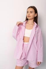 Фото 0 Літній підлітковий Костюм тройка Брук рожево-молочний Для дівчинки